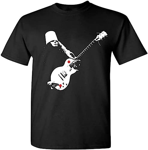 Photo de Buckethead Play Guitar Shirt Funny Black Cotton Tee Vintage Gift for Men Women Black T-Shirts à Manches Courtes(X-Large)