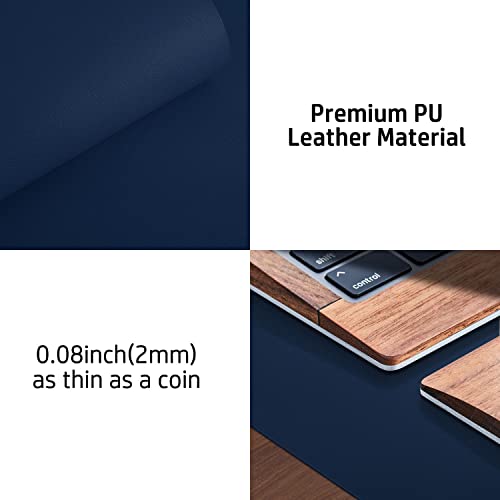 Image of Leather Desk Pad Protector,Mouse Pad,Office Desk Mat,Non-Slip PU Leather Desk Blotter,Laptop Desk Pad,Waterproof Desk Writing Pad for Office and Home(Dark Blue,31.5 inch x 15.7 inch)