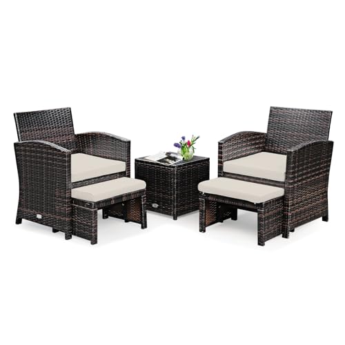 LIFEZEAL Rattan Gartenmöbel Set, 5-teiliges Balkonmöbel Set aus...