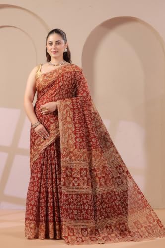 Image of TAMAIRA FASHION Mulmul Pure Cotton Saree For Woman Warli Batik Printed |Office Wear Daily Wear Sarees For Women Without Blouse Piece(Available in 11 Colours)