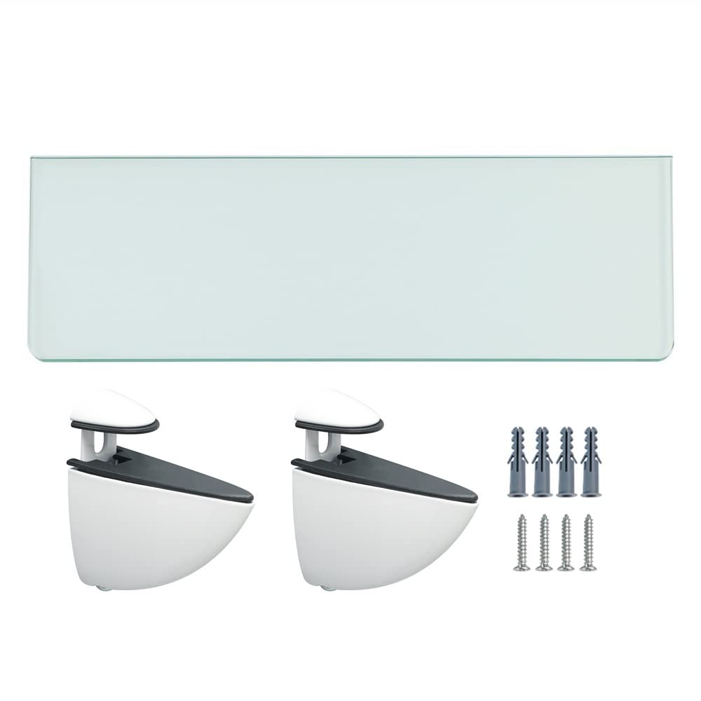 Shower Caddy Bathroom Glass Shelf Wall Mounted 7MM Tempered Transparent Glass with Chromed Shelf Brackets Bathroom Accessories Bathroom