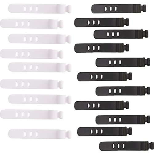 VIEVRE Lot de 20 serre-câbles en silicone refermables, serre-câbles réutilisables, serre-câbles réutilisables, pour la gestion des câbles et l'organisation (noir, blanc) Cover
