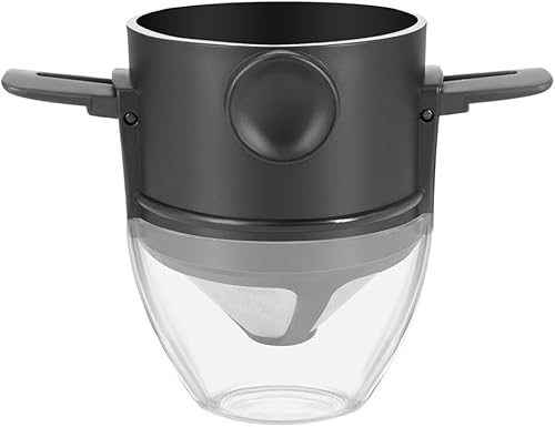 Miniatura 1 de HEMOTON Embudo de goteo de café para verter sobre el gotero de café, filtro de café de acero inoxidable con base, gotero de cono con taza extraíble,