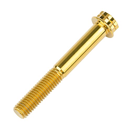 Image of Titanium Flange 12 Point Head M8 x15 20 25 30 35 40 45 50 55 60 65mm Screw Bolt Pack of 4 (M8x60mm, Gold)