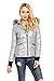 Produktbild Jayloucy Damen Winter Jacke Mantel Kapuze Echtfell Waschbär JC5031 Silber XL
