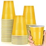 Uiifan 50 Pieces 9 oz Plastic Cups Disposable Drinking Cups Bulk for Beverage Coffee Picnics Christmas Day Birthday Party Wedding Halloween Thanksgiving(Yellow)
