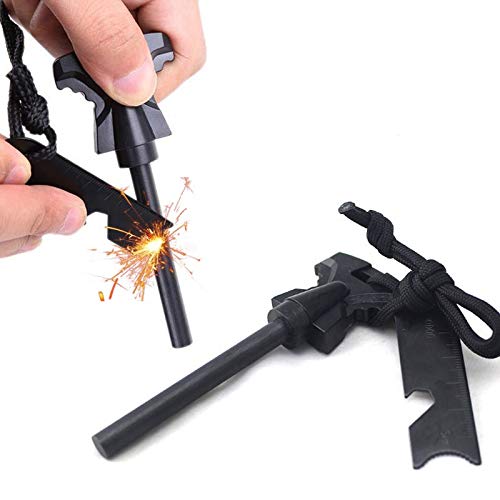 Emergency Fire Starter Kit - Magnesium Fire Starter Survival Gear - 6-in-1 Multifunction Tool, Flint Stone Striker and Steel Fire Lighter - 1500 Strikes for Outdoor Camping Hiking Jungle Adventure