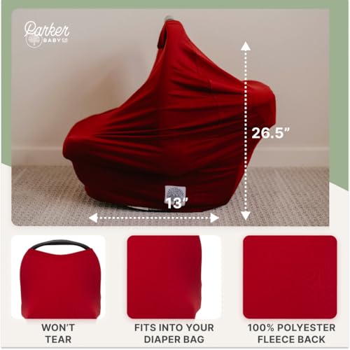 Image of Parker Baby 4 in 1 Car Seat Cover for Girls and Boys - Stretchy Carseat Canopy, Nursing Cover, Grocery Cart Cover, High Chair Cover - inchCherry inch