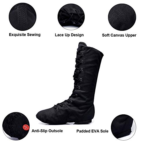 Msmax Adult Dance Boots High Top Ballet Jazz Dancing Sneakers Black 10.5 M Us Women #TOP1