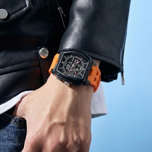Image of V2A Impact 50mm Analog Digital Watch for Men | Tonneau Sports Case Design | Alarm Stopwatch Countdown Dual Time | TPU Strap | 50M Water Resistant | Gift for Men