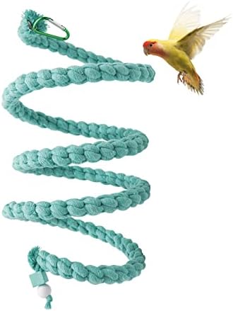 Best Spiral Bird Perches You Didn't Know You Needed 6 Dnoifne 78.7 Inches Bird Spiral Rope Perch, Blue Cotton, For Parrot, Parakeet, Budgie, Lovebird, Cockatiel