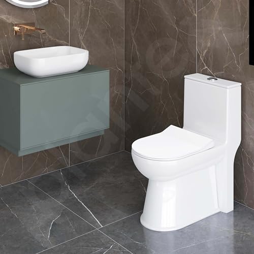 Image of Plantex Ceramic One Piece Western Toilet with Tabletop Wash Basin /Floor Mount Commode for Toilet /Wash Basin for Bathroom - S Trap (Combo,White)