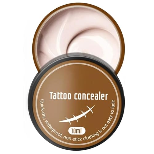 Copri Tatuaggi,Tatuaggio Correttore,Crema Tatuaggio di Copertina,Tattoo Concealer,Correttore per Coprire Tatuaggi,Copertina Make Up,Impermeabile,Coprire Cicatrici,Acne,Macchie Scure,10ml,Colore Chiaro