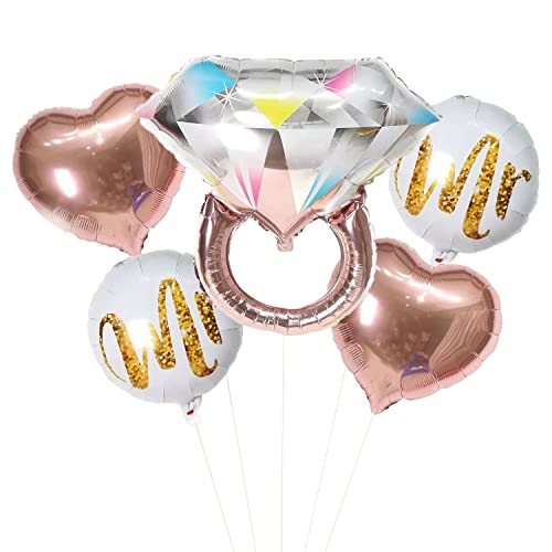 Image of Party Propz Bride To Be Decorations Set Combo Foil Balloons -Pack Of 5Pcs Bride To Be Rose Gold Foil Balloons | Bridal Shower Decorations Kit | Bachelorette Party Decorations | Bride To Be Accessories
