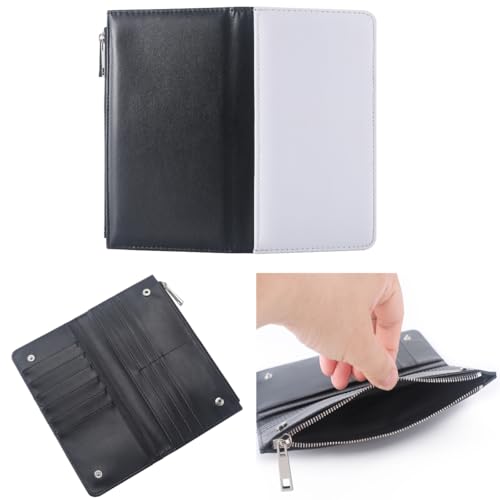 SCCFMM 5 pieces Sublimation Blank Long Coin Purse Larger Capacity Women Zipper Wallet PU Leather Coin Credit Card Holder Travel Bag For Diy Crafts Heat Transfer Print