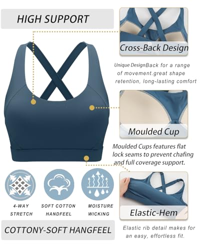 Image of RUNNING GIRL Sports Bra for Women High Support,Molded Cup Strappy Running Sports Bras with Sewn in Pads