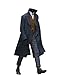Leder Fashions Men's Scamander Fantastic Eddie Redmayne Beasts Lapel Collar Long Wool Grey Trench Coat