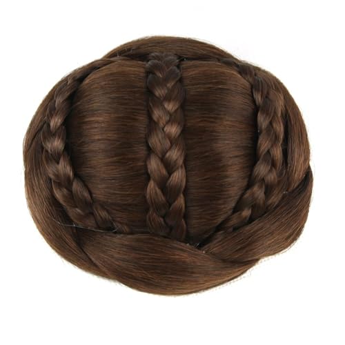 Friggqwe Fake Hair Synthetic Hair Braided Chignon Clip in Hair