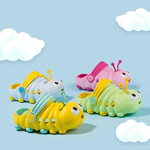 Kids Cute Caterpillar Clogs Garden Shoes Boys Girls Non-Slip Soft EVA Slides Slippers Indoor Outdoor Waterproof Children Water Shower Beach Pool Sandals, Blue, 8-9 Toddler | Image 7