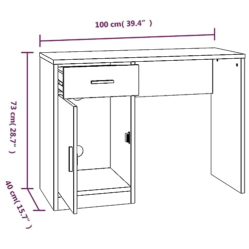 Bureau avec espace de rangement et tiroir table de travail compacte en bois - 3