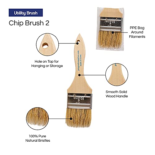 Pro Grade - Chip Paint Brushes - 24 Ea 2 Inch Chip Paint Brush Light Brown #TOP2