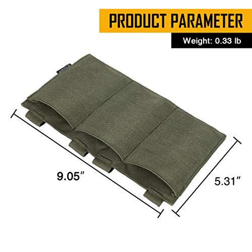 Idogear Triple Mag Pouch Elastic Molle Magazine Pouches Open-Top Carrier For M4/M16/Ar/Ak Rifle Magazines (Ranger Green) #TOP2