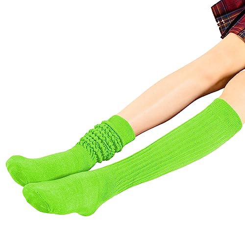 Image of DOOVID Womens Slouch Socks Knee High Socks for Women Cotton Long Scrunch Sock Boot Socks Green