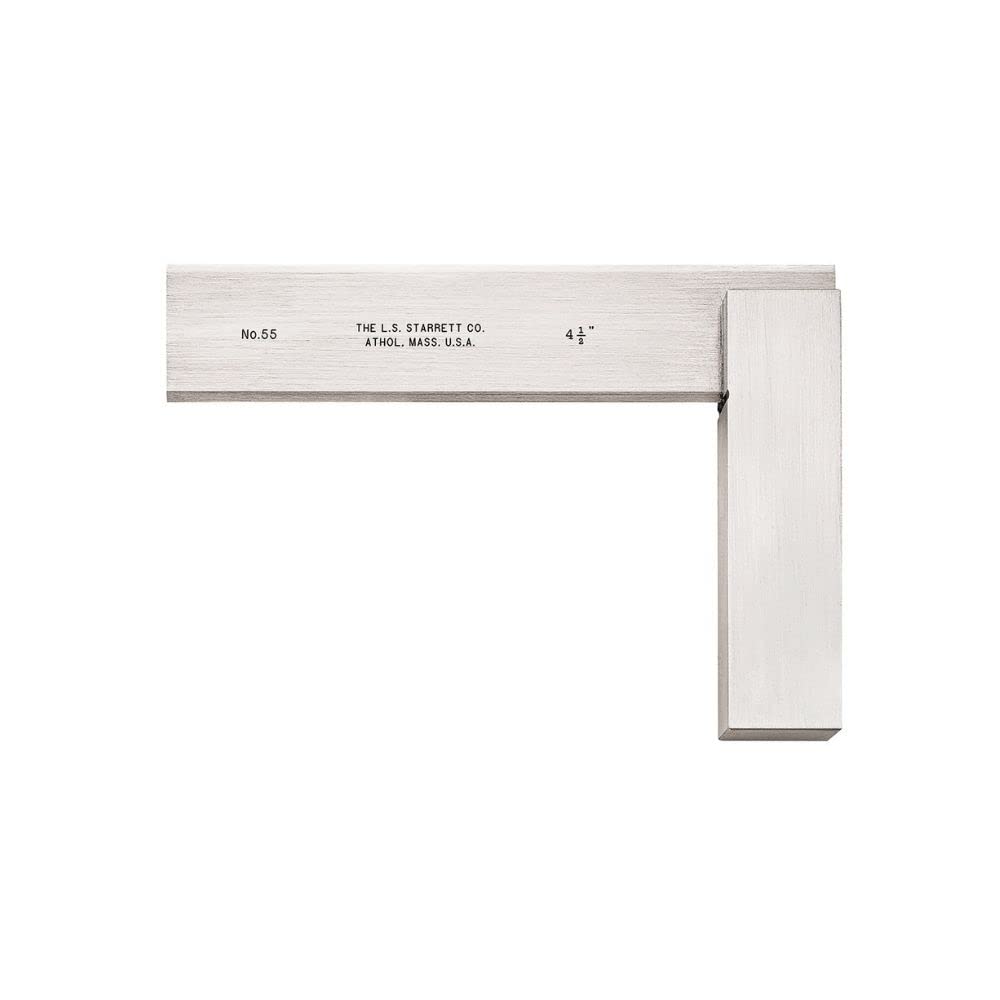 Starrett 55-4-1/2 Hardened Steel Master Precision Square with Beveled Edges, 3-1/2-inch Beam Length, 4-1/2-inch Blade Length