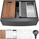 33 Inch Black Farmhouse Sink Workstation - VAWSS 33 x 22...