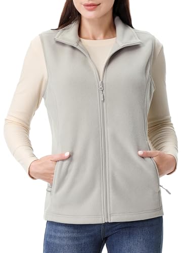 GIMECEN Womens Polar Soft Fleece Vest Classic Fit Sleeveless Jacket Cardigan Waistcoat With Zipper Pockets Full Zip Outerwear4