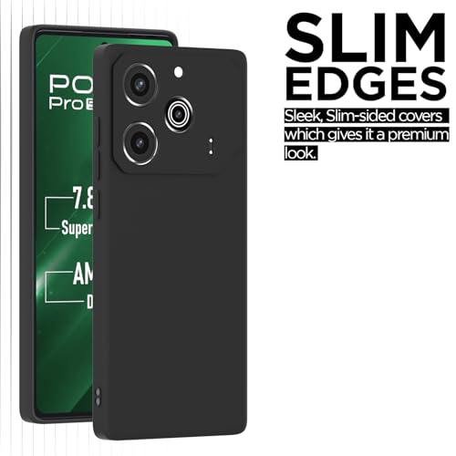 Image of Outlouders Back Cover for Tecno Pova 6 Pro 5G | Camera Protection | Durable Soft Matte Silicone Bumper Case (Black)