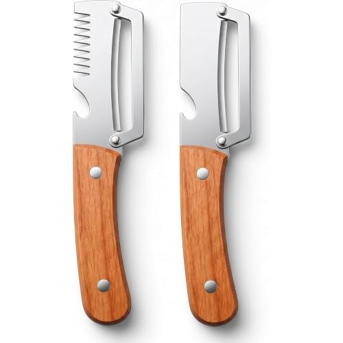 Image of Stainless Steel 3-in-1 Kitchen Peeler Set with Wooden Handle 2 Pcs