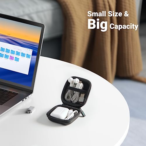 Ugreen Square Earbud Case, Waterproof Headphone Case, Hard Eva Shell Earbud Case Pouch, Earphone Case Accessory With Carabiner, For Earphone, Earbud, Earpieces, Sd Memory Card, Camera Chips, Black #TOP2