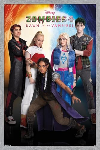 Trends International Disney Zombies 4: Dawn Of The Vampire (2025) - Group Wall Poster, 22.4L x 14.7W, Gray Framed Version