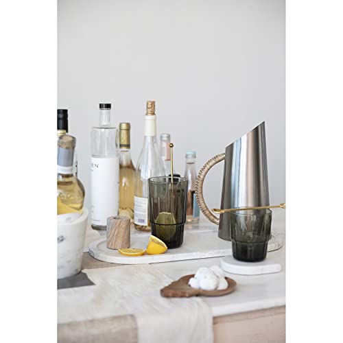 Modern Boho Stainless Steel Pitcher with Rattan Handle