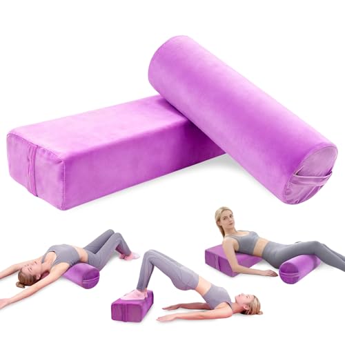 JZHLLA 2 PCS Yoga Bolster Pillow Set Washable Velvet Cover