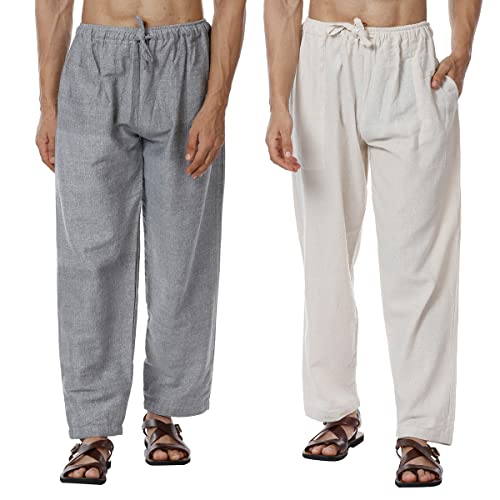 Image of Aatman One Size Men's Eco-Friendly Cotton Pyjama Pack of 2 | Fits Waist Size 28 to 36 Inches
