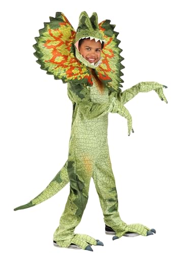 Disfraz Dilophosaurus para niños - Traje dinosaurio verde miniatura 2