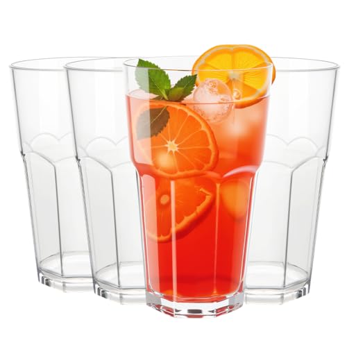 MICHLEY Unbreakable Drinking Glasses Set of 4, 12oz Tritan Plastic...