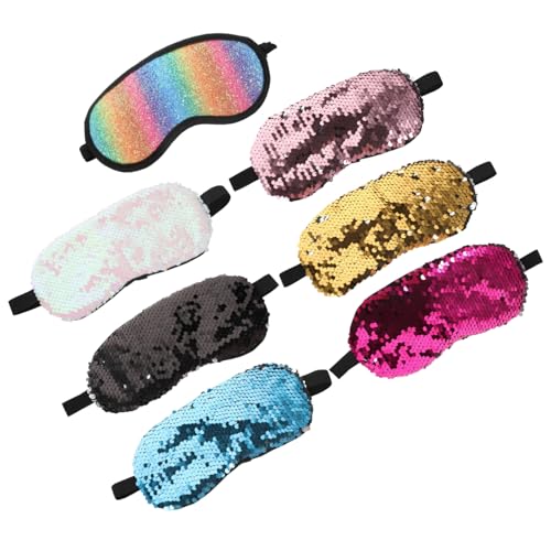 GRADENEVE 7個 両面スパンコール眼帯 眠っている目 子供用の目隠し 寝る 顔 sleeping mask sleep mask スリーピングアイマスク パジャマパーティー用品 ファブリック