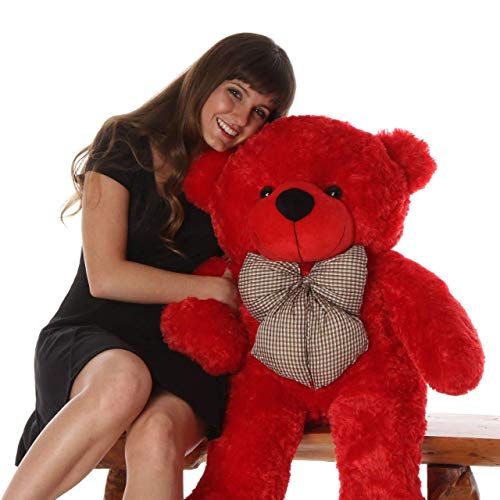 Image of Giant Teddy Bear 3 Feet - Soft Plush Stuffed Toy for Kids & Girlfriend, Soft Toy for Kids - Birthday Gift for Girls, Plush Toy Big Cuddly Hugging Bear, Gifts for Valentine's Day (Red)