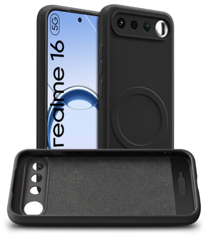 Image of WOW IMAGINE Back Case Cover for Realme 16 5G | Soft Matte Silicone Case| Slim Fit & Shockproof | Camera Protection Bumper Cover (Black)