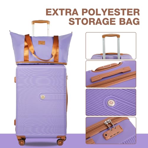 Image of 4-Piece Luggage Sets 16 inch20 inch24 inch28 inch,Suitcases with Double Spinner Wheels and TSA Lock,Hardcase 6 set Luggage with Underseat Duffel Bag