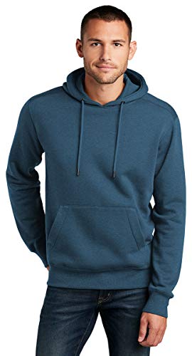 District Perfect Weight Fleece Hoodie DT1101 L Heathered Poseidon Blue
