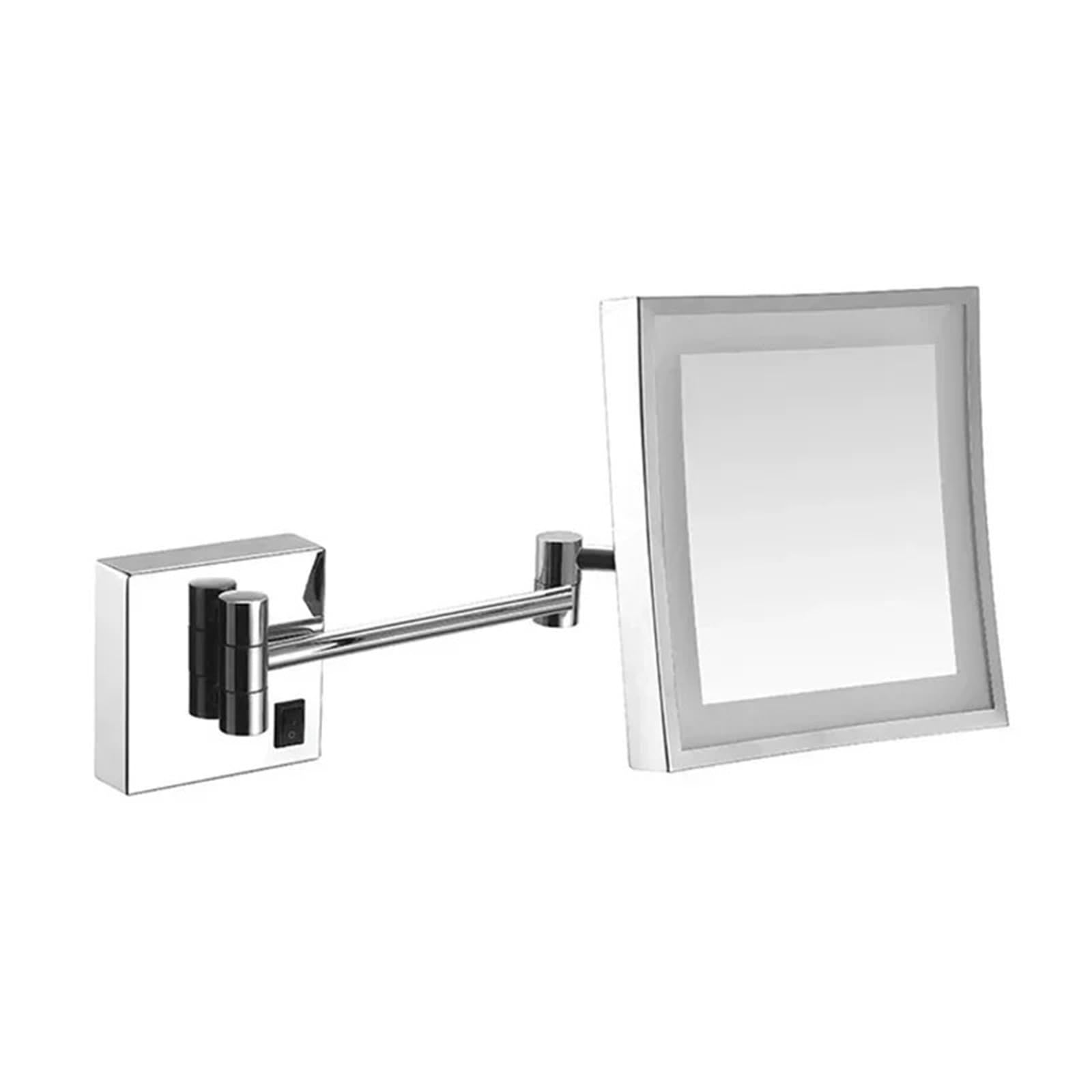 Lustro łazienkowe do montażu na ścianie, 20,3 cm, mosiądz, 3-krotne powiększenie, lustro LED, składane, do makijażu, lusterko kosmetyczne, akcesoria łazienkowe