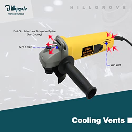 Image of Hillgrove HGCM19M1 Angle Grinder With Gloves And 5Pcs(1Pcs Each) Metal Cutting Wheel, Grinding, Tile Cutting, Wood Cutting, Flap Disk (100 mm Wheel Diameter)