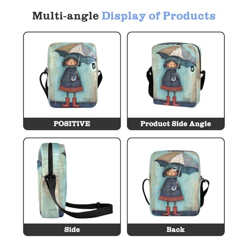 messenger bags Crossbody Bags For Women Shoulder Hand Bags Adjustable Strap for School School- Rainy Day Cute Girl4