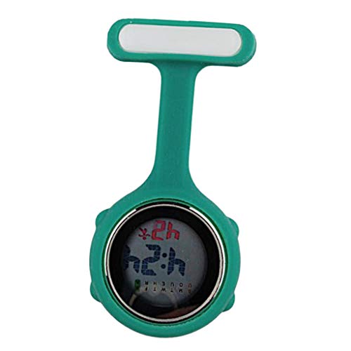 Preisvergleich Produktbild F Fityle Digitalwecker Wasserdichter Digitaler Wecker Silikon Schwesternuhr Krankenschwesteruhr mit Anstecknadel - Grünblau