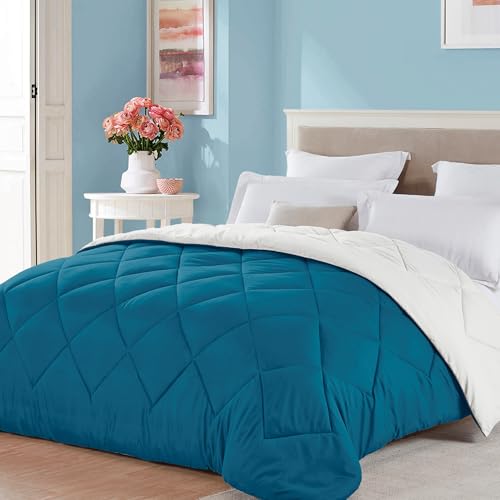Full Queen Size Reversible Comforter Teal White, Boy All Season Bedding