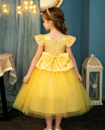 Vestido de princesa amarillo para niñas 4-5 años miniatura 4